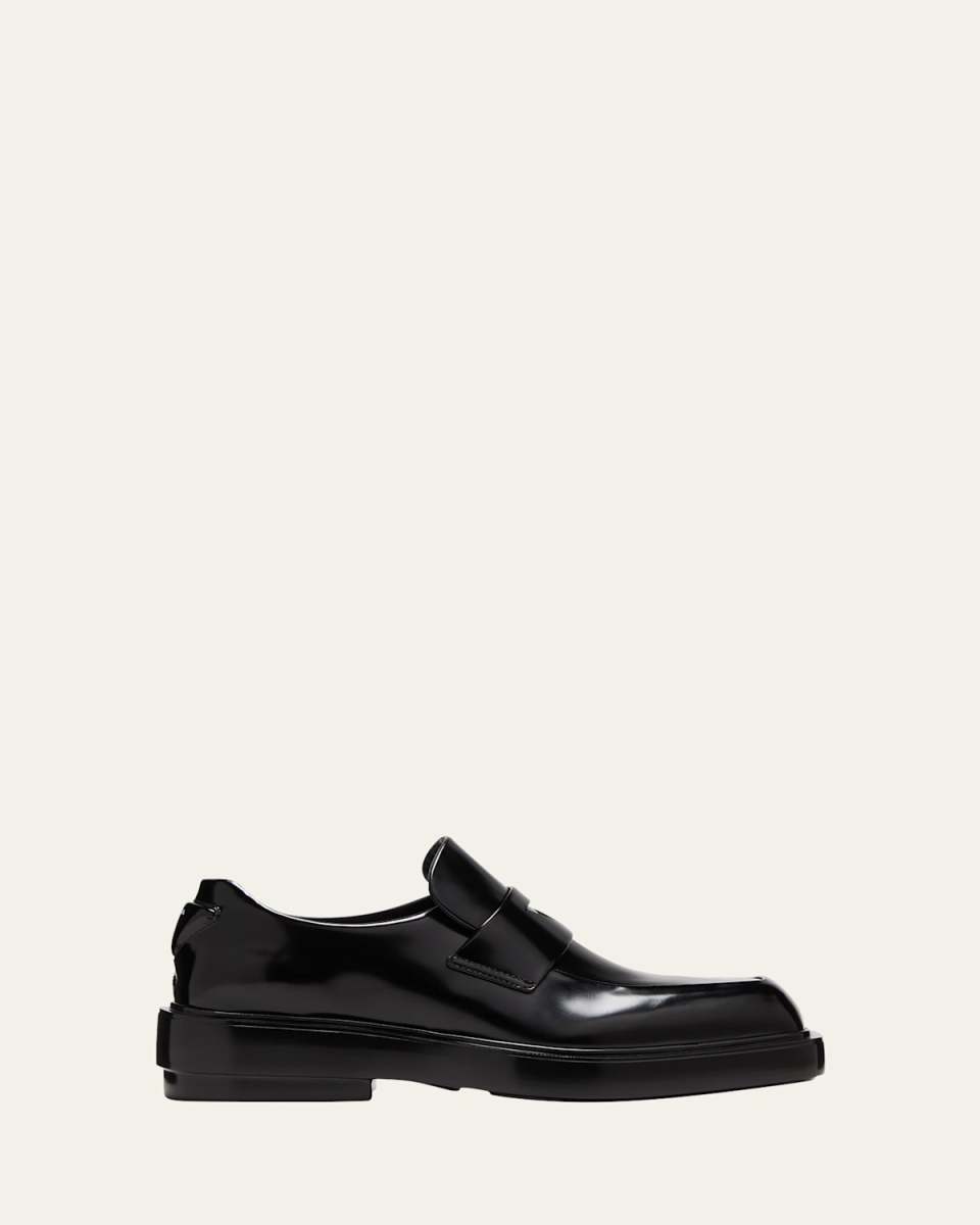 Leather Square-Toe Penny Loafers